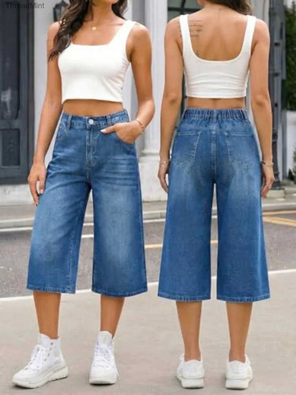 Women's Baggy High Waisted Denim Jorts Bermuda Shorts Y2K Retro